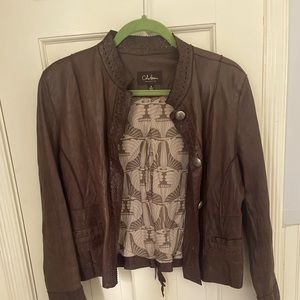 Cole Haan Jackets | Cole Haan Leather Moto Jacket | Size: 8 | Color: Brown